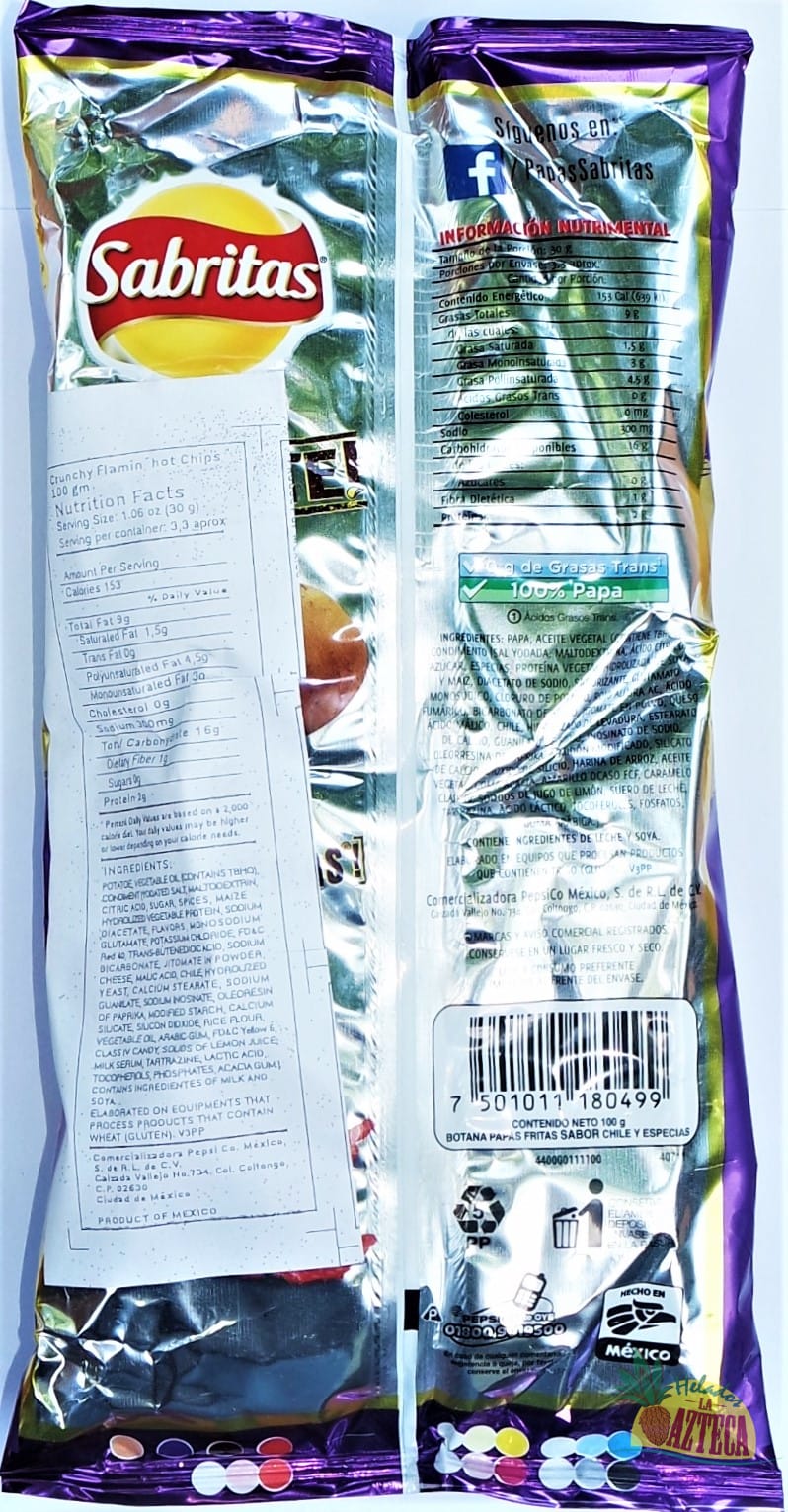 Sabritas Xtra Flamin Hot 100g | Spicy Mexican Chips | Sabritas Mexicanas - Sol Dias
