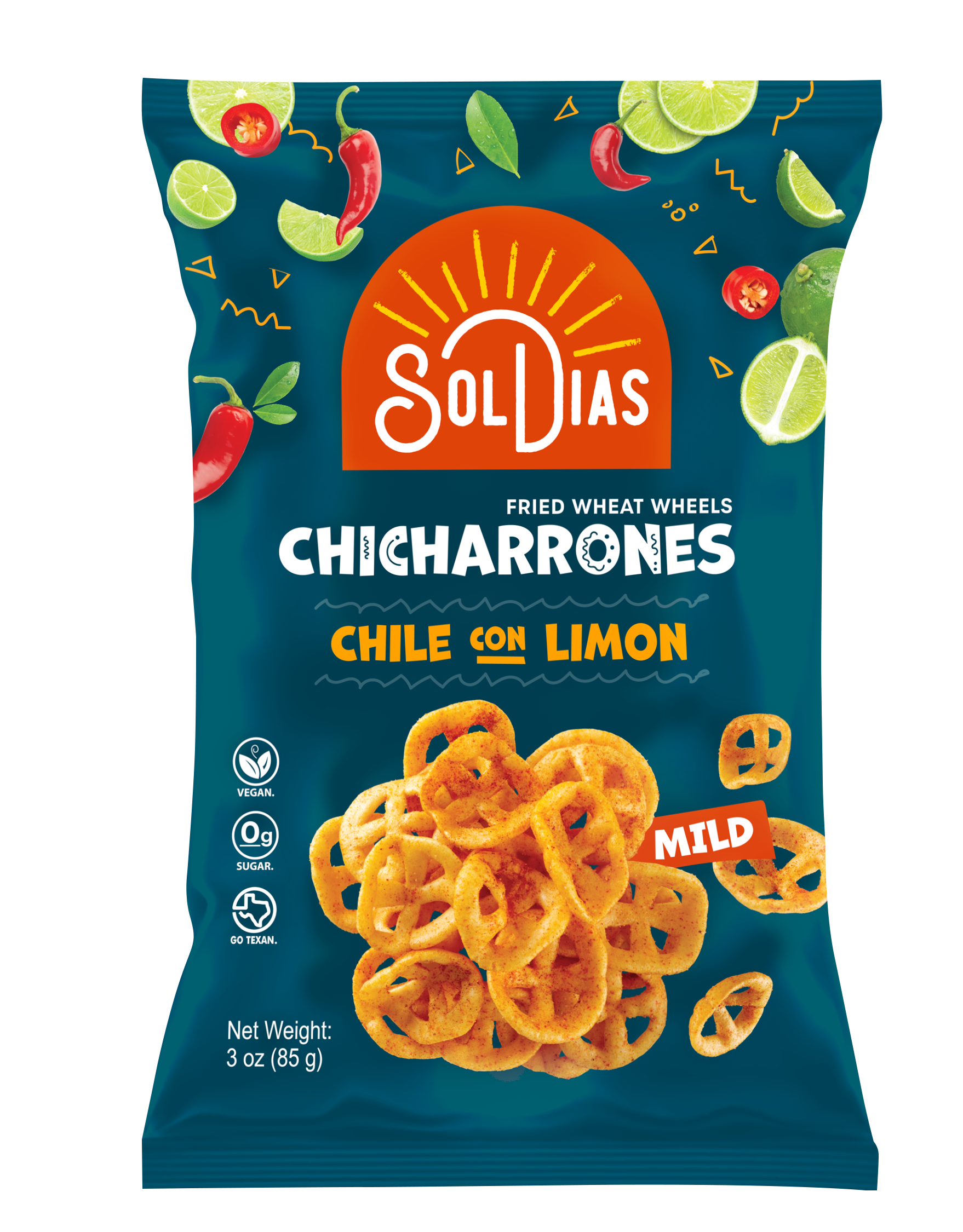 Chicharrones Chile con Limon | Fried Wheat Wheels | 3 oz - Sol Dias Mexican Treats