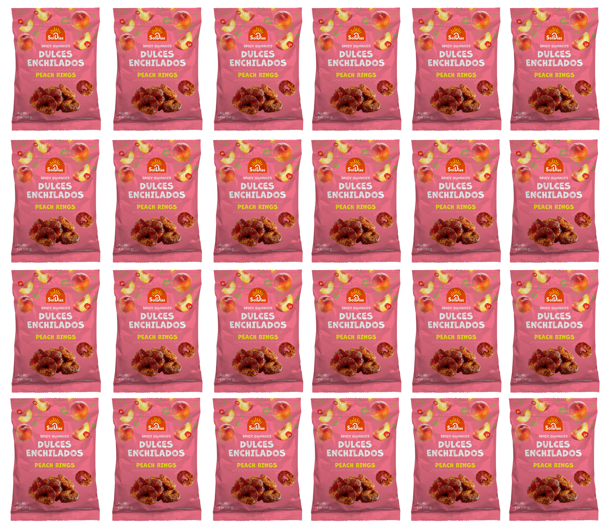 Dulces Enchilados - Spicy Peach Rings 5 oz - Sol Dias Mexican Treats