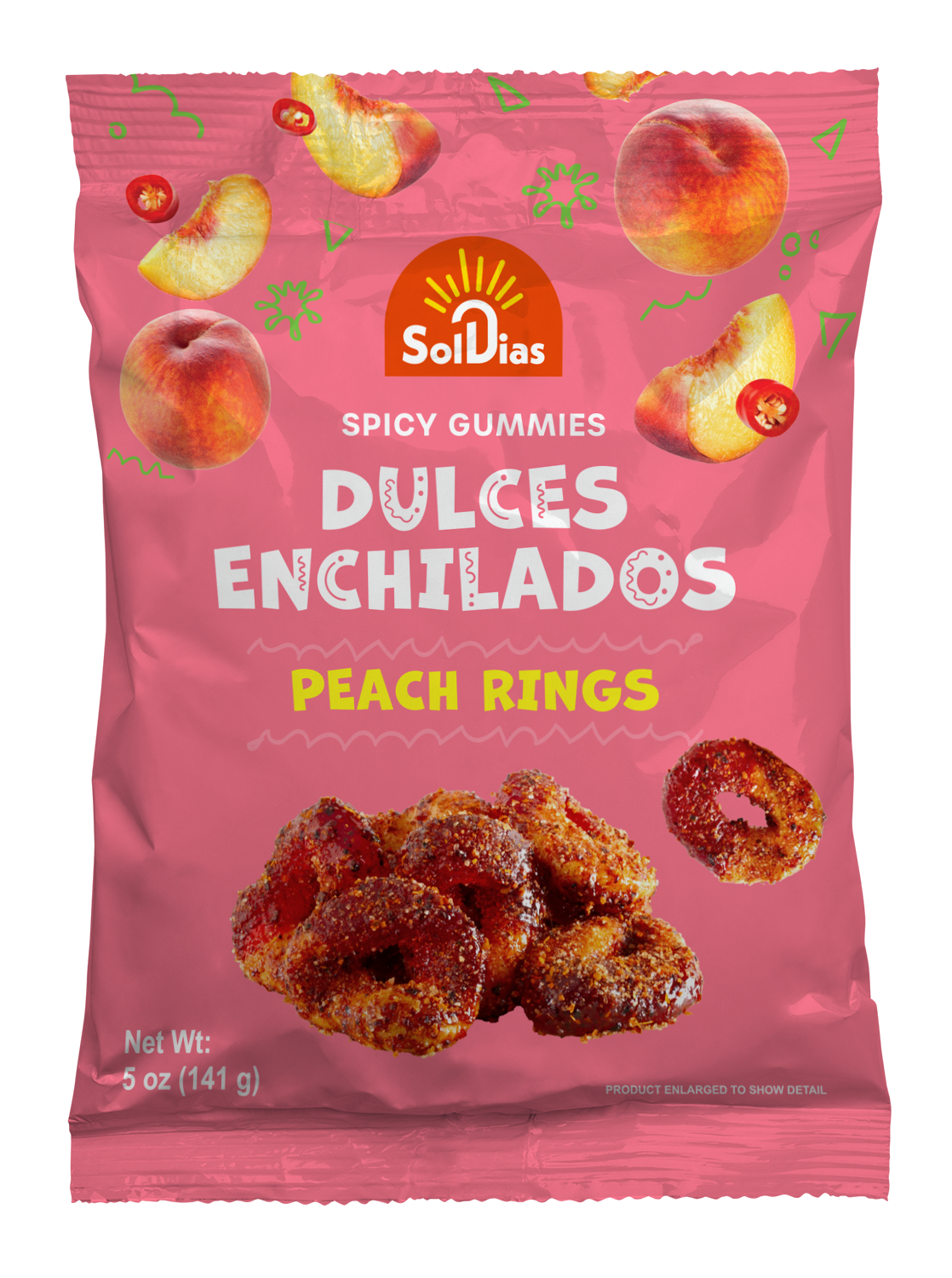 Dulces Enchilados - Spicy Peach Rings 5 oz - Sol Dias Mexican Treats