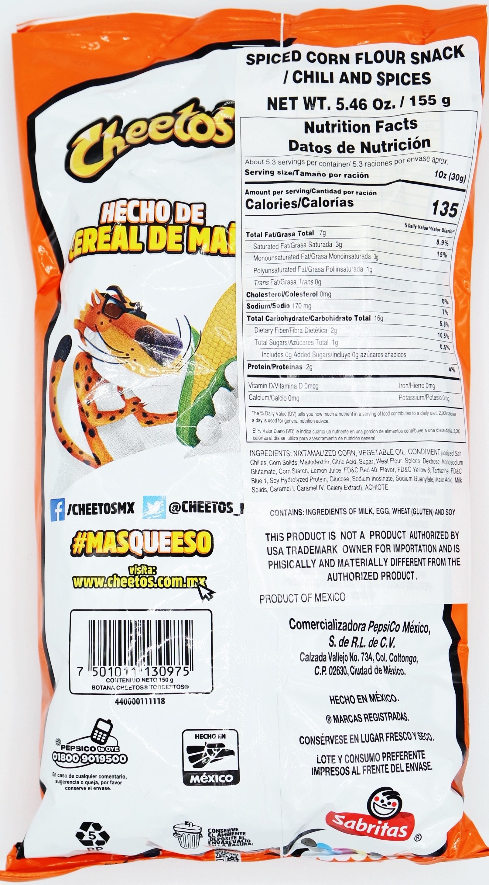 Cheetos Torciditos 145g | Mexican Chips | Sabritas Mexicanas | - Sol Dias