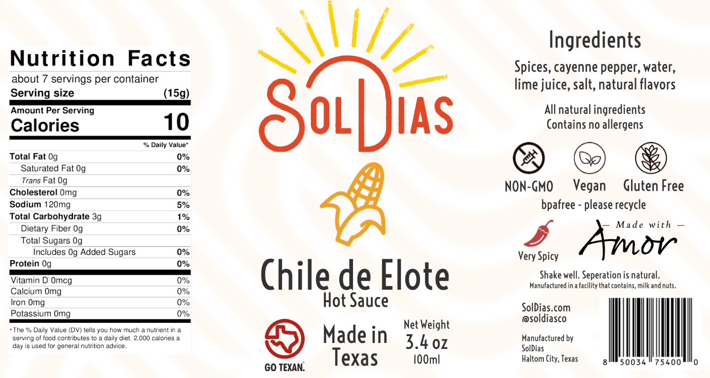 Chile de Elote 3.4oz - Hot Sauce for corn - Sol Dias